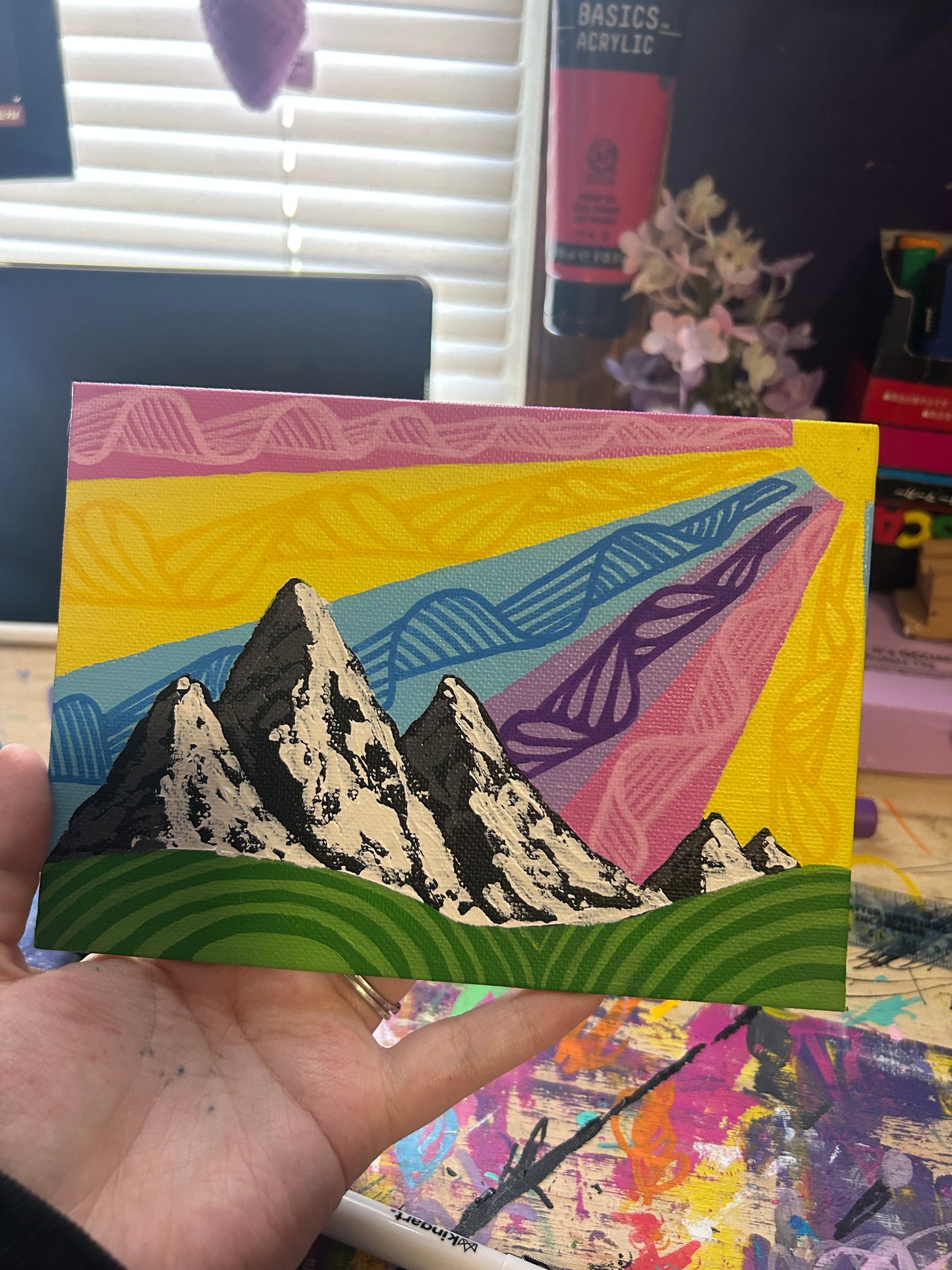 Pastel Mountains - 5x7 Textured Painting