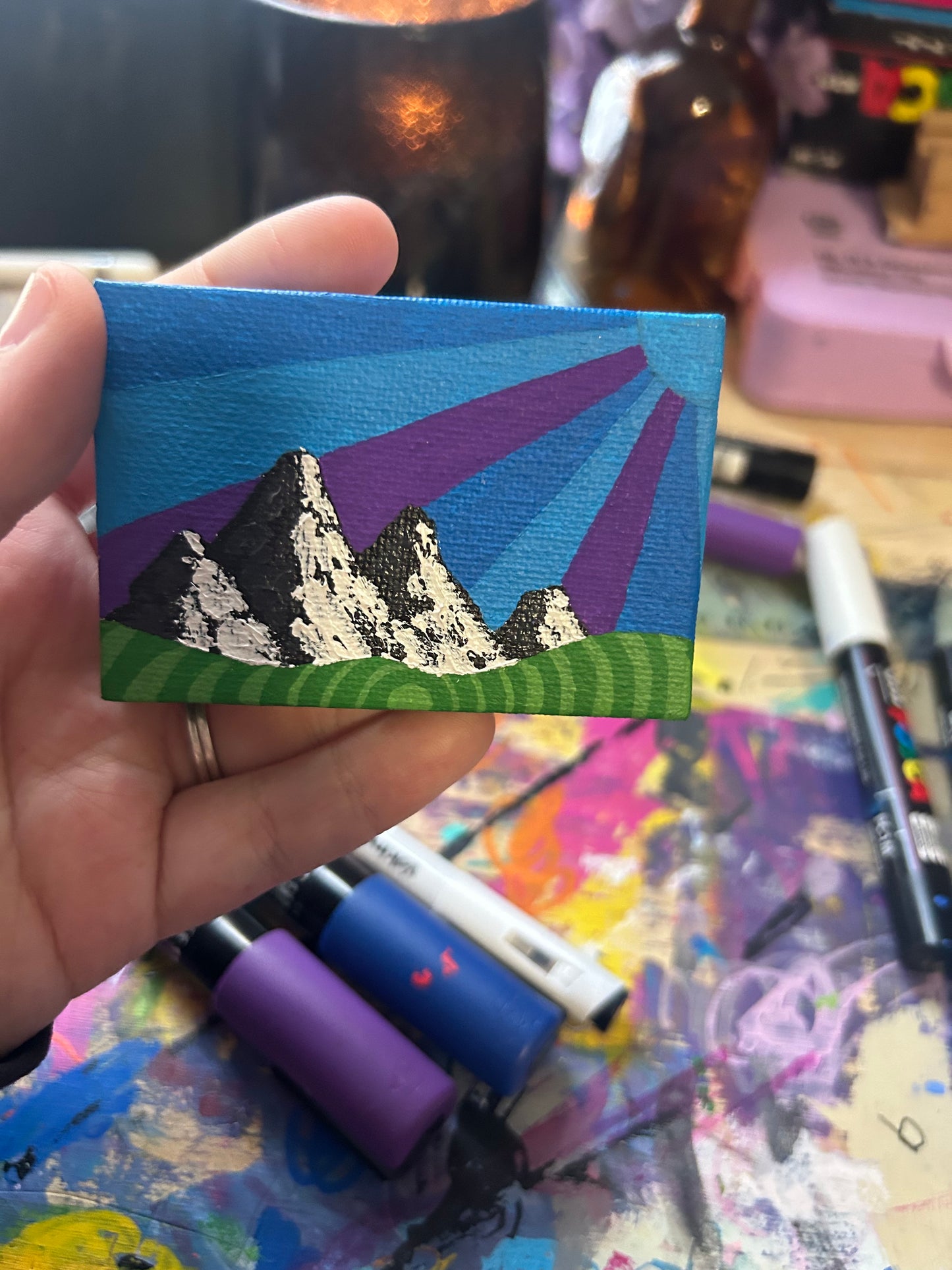 Mini Blue Mountains - 3x2 Textured Painting