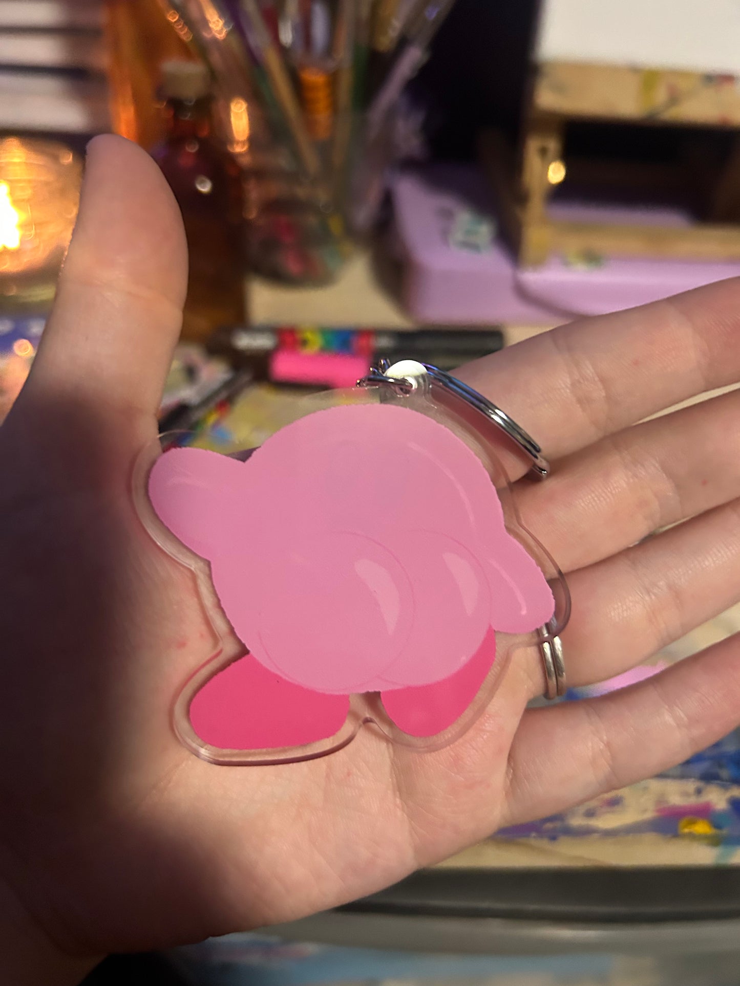 Kirby Acrylic Keychain - 3” Cartoon Booty Fan Art