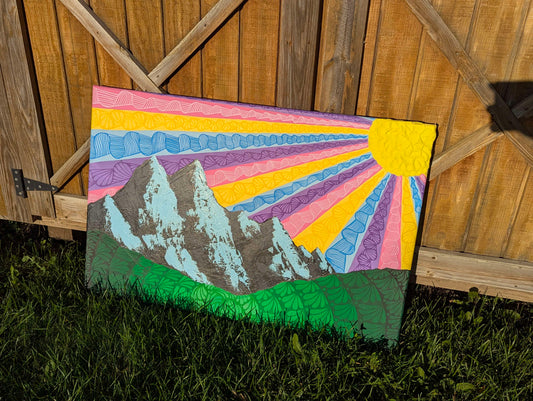 original canvas mountain painting  (24x35)