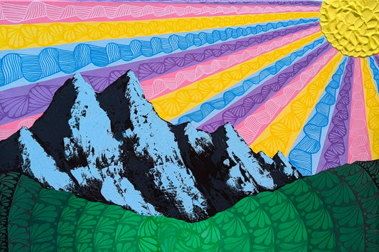 original canvas mountain painting  (24x35)