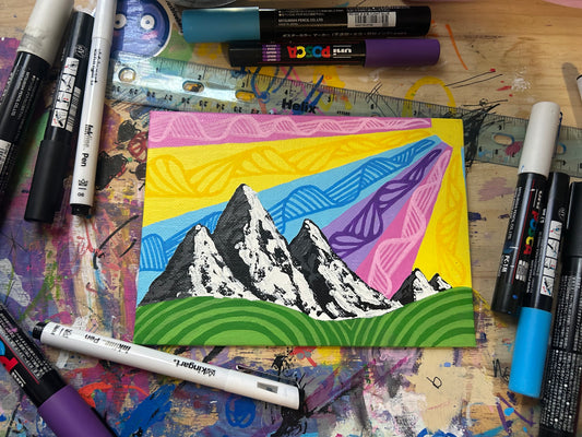 Pastel Mountains - 5x7 Textured Painting
