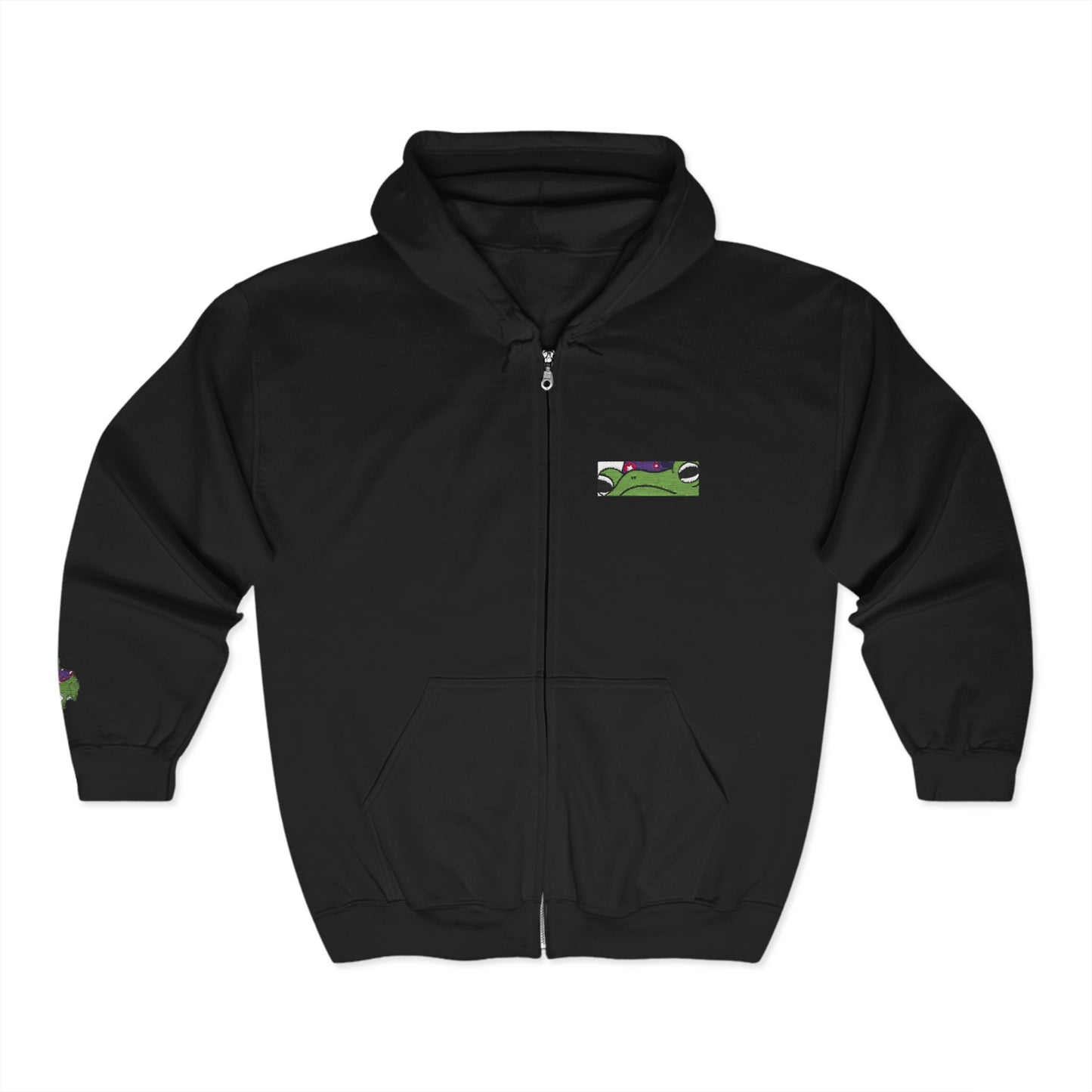 Frog Wizard Embroidered Hooded Zip up Sweatshirt