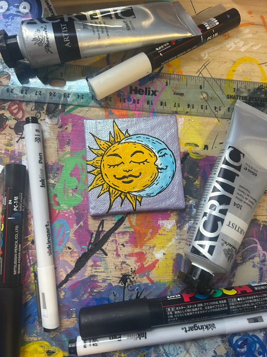 Sun & Moon - Holographic Mini Magnet Painting (3x3)