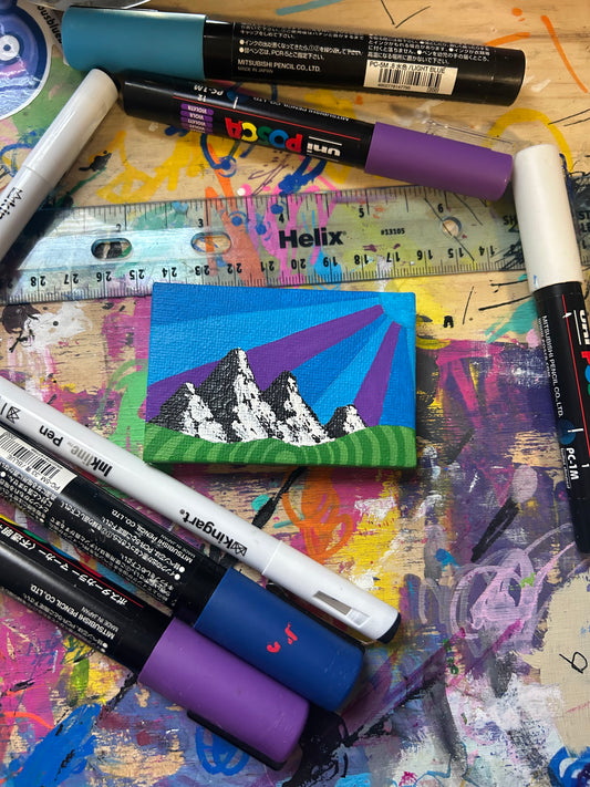 Mini Blue Mountains - 3x2 Textured Painting