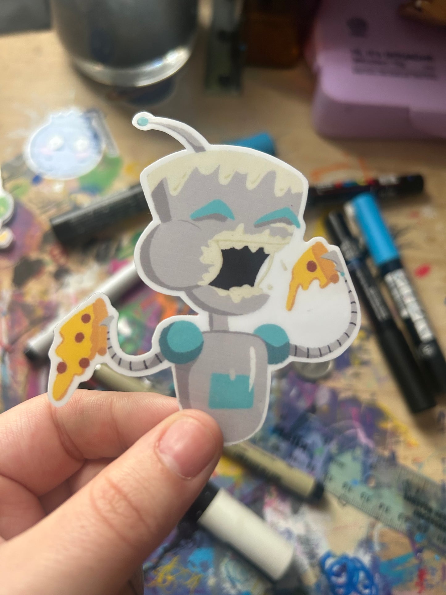 Gir Eating Pizza Sticker