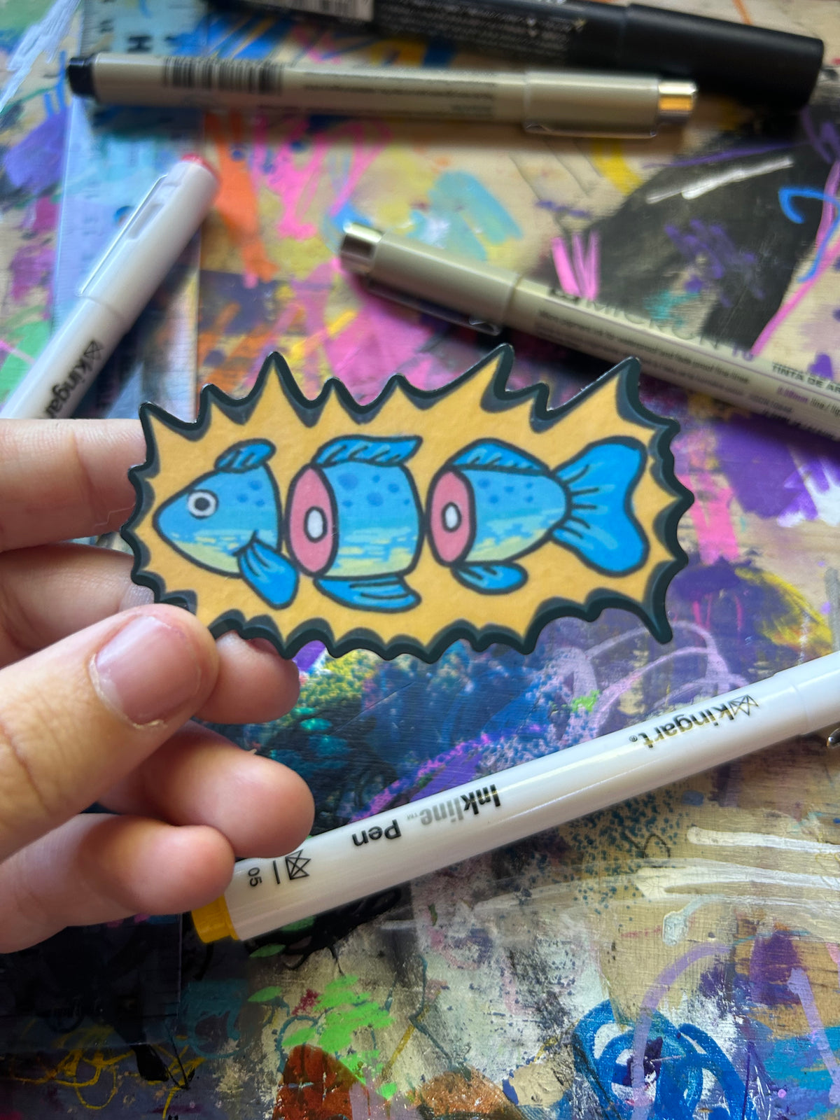Cut Up Cartoon Fish Sticker