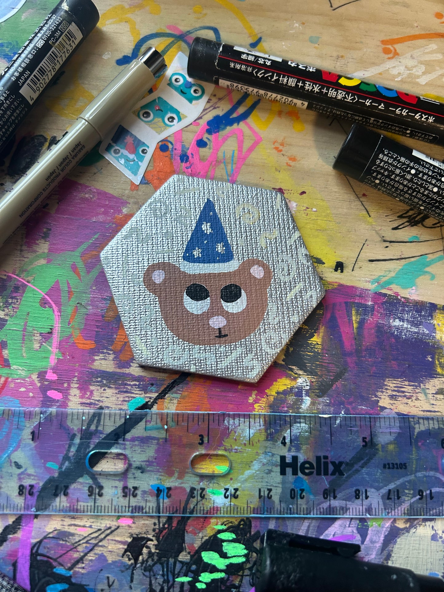 Wizard Bear Mini Canvas Magnet - 2.5 Inches