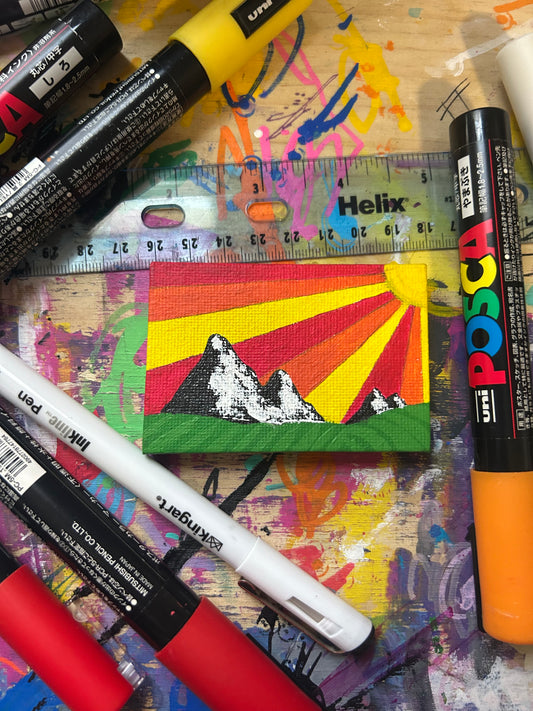 Mini Red Mountains - 3x2 Textured Painting