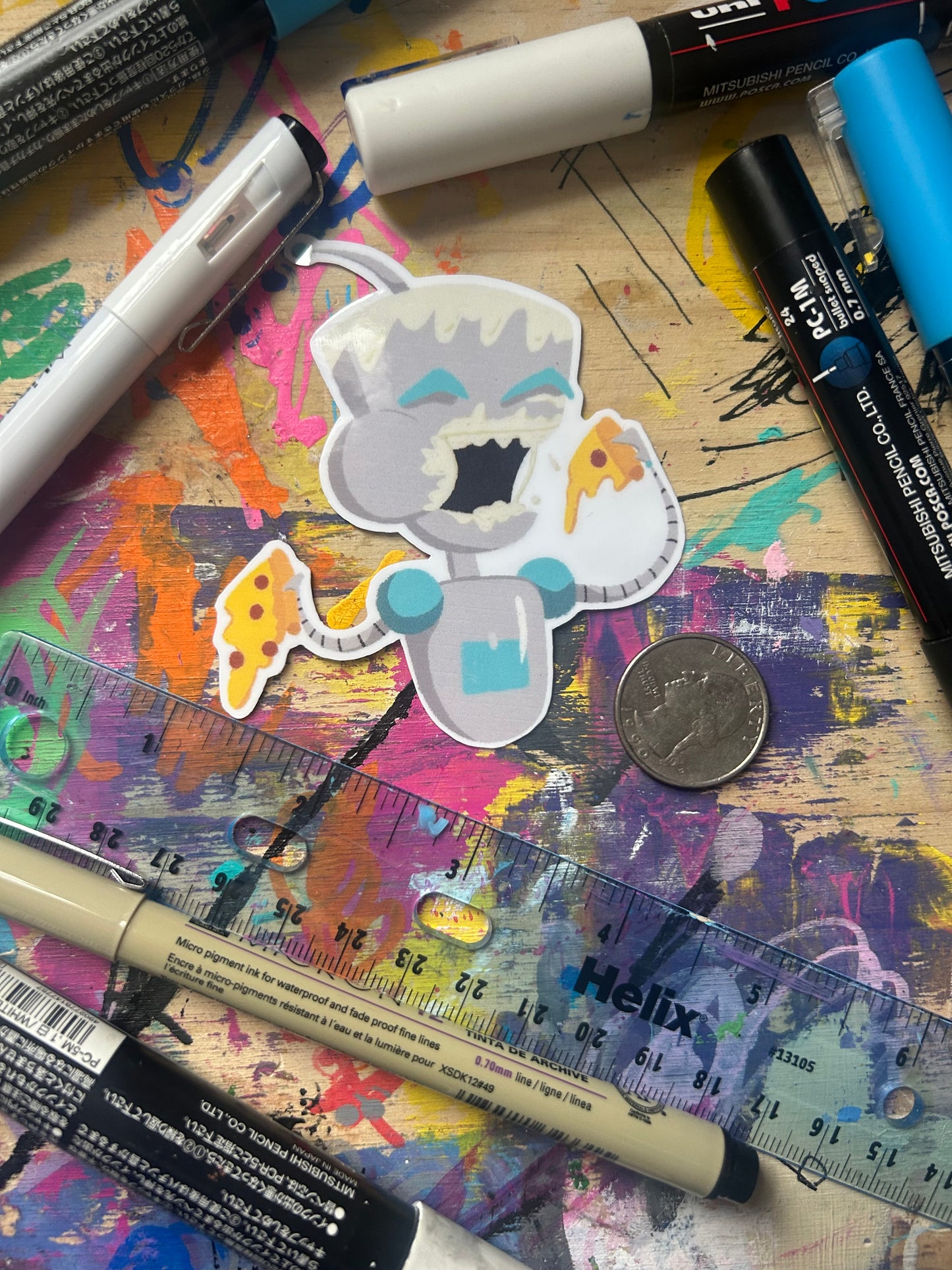 Gir Eating Pizza Sticker