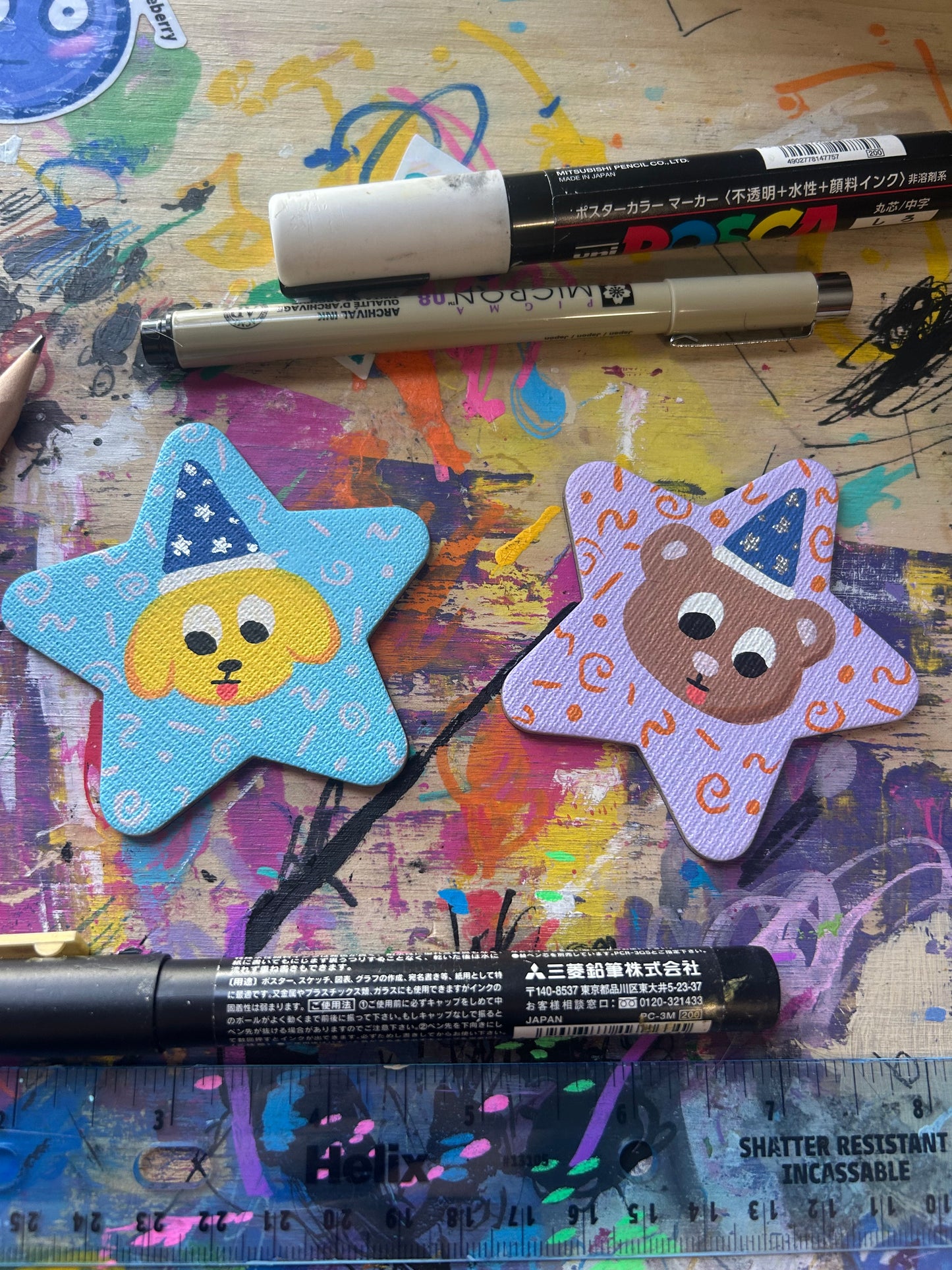 Wizard Bear and Wizard Dog Mini Canvas Magnet Set - 2.5 Inches