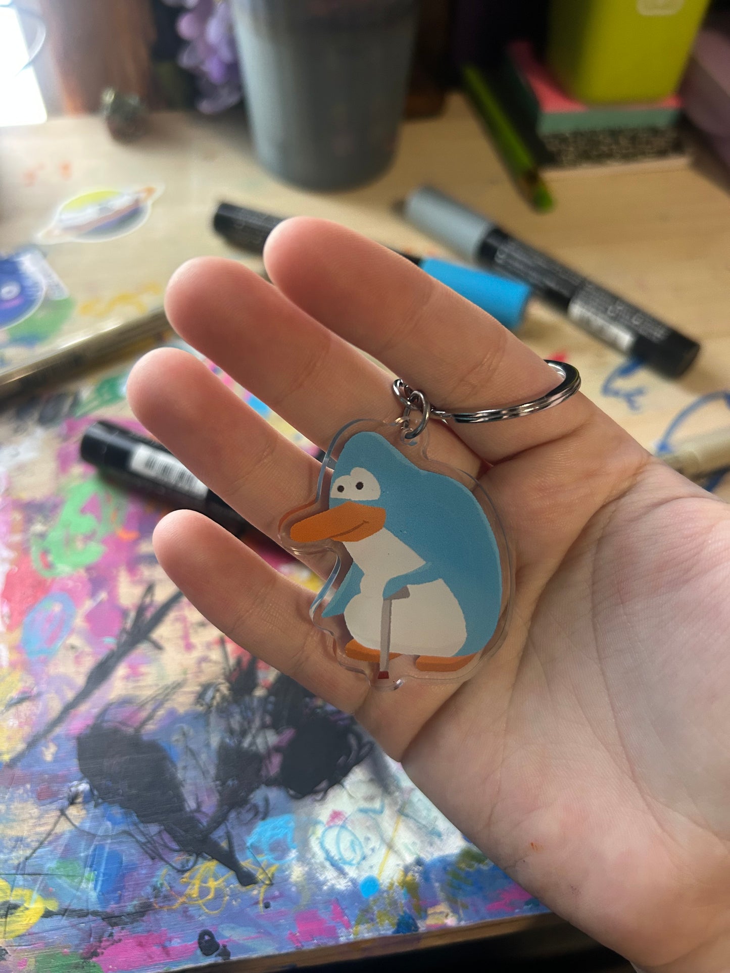 Club Penguin Old Man Acrylic Keychain - 2 inch