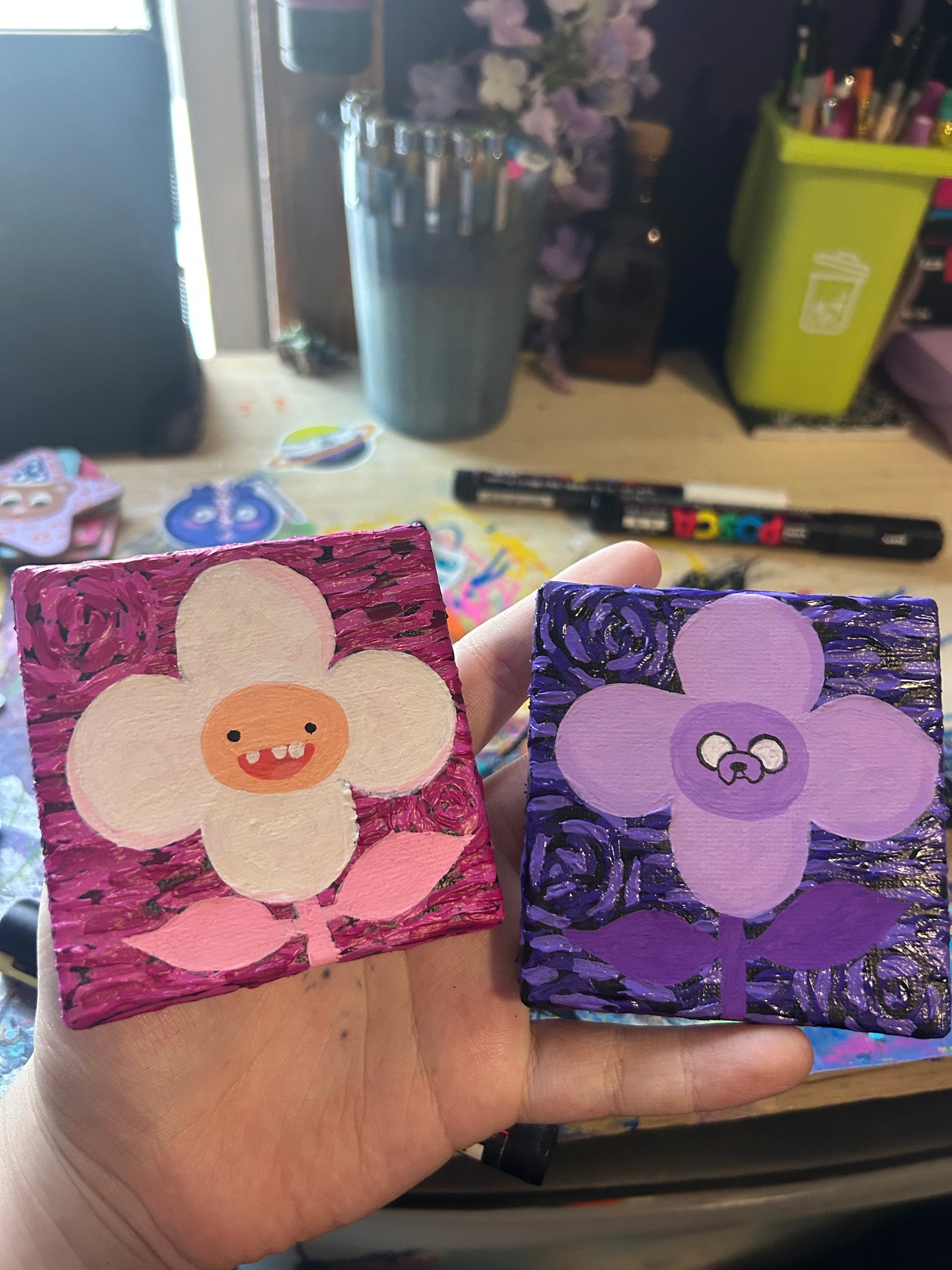 Finn and Jake Flower Paintings - 3x3 Fan Art