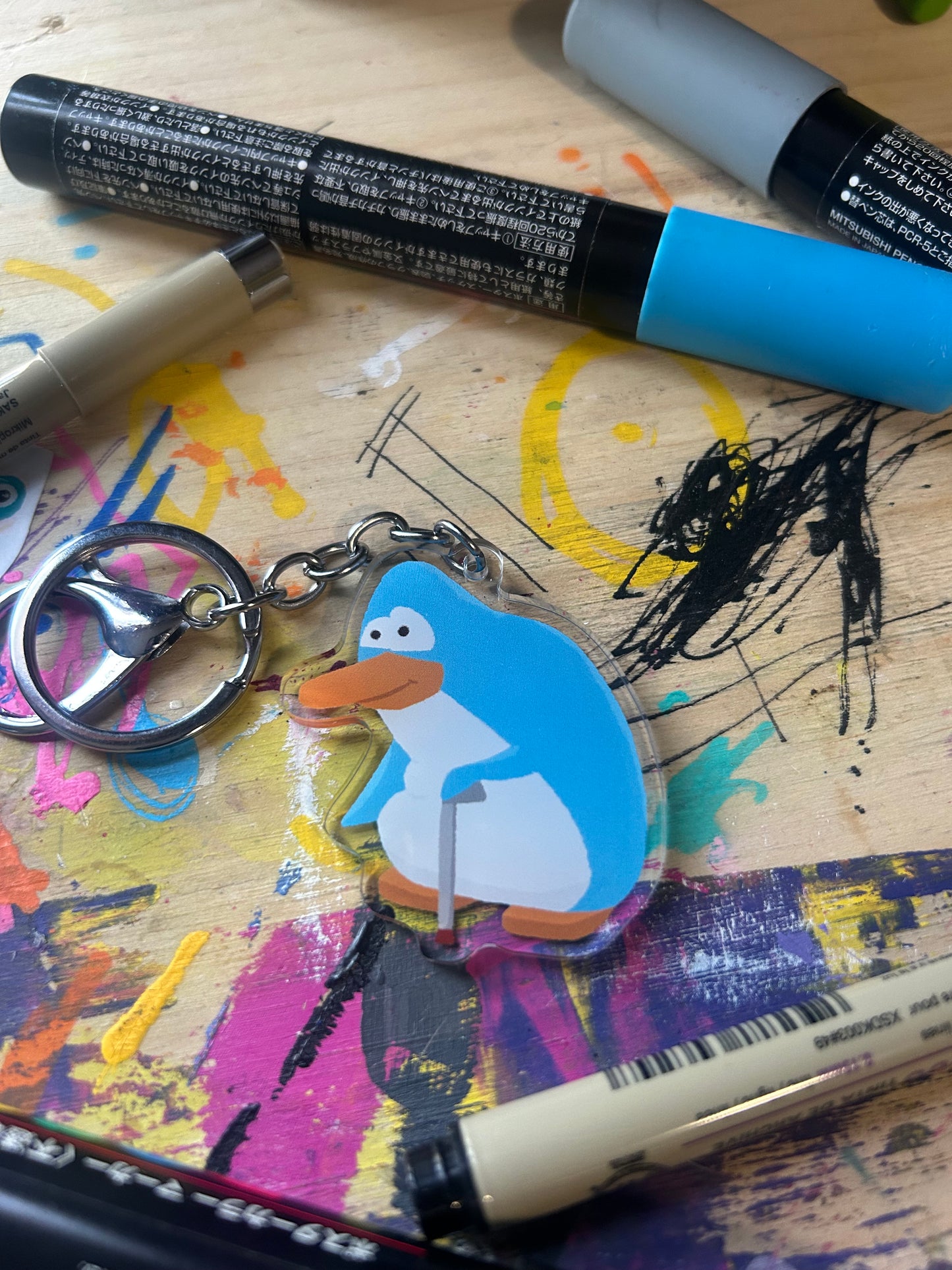Club Penguin Old Man Acrylic Keychain - 2 inch