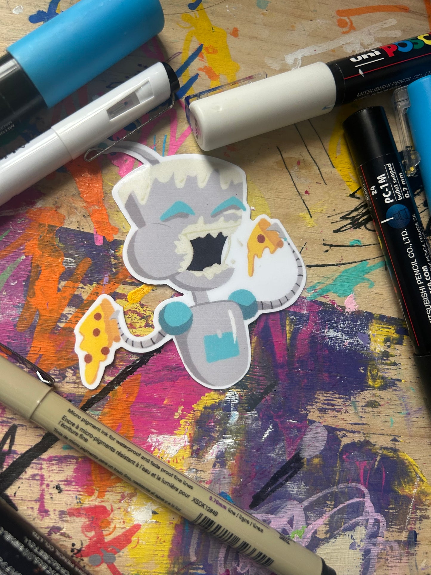 Gir Eating Pizza Sticker