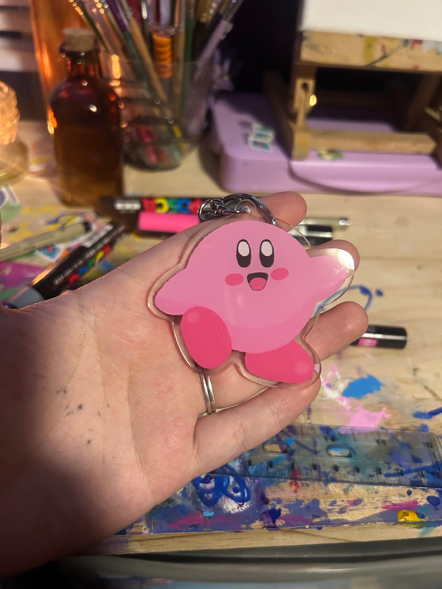 Kirby Acrylic Keychain - 3” Cartoon Booty Fan Art