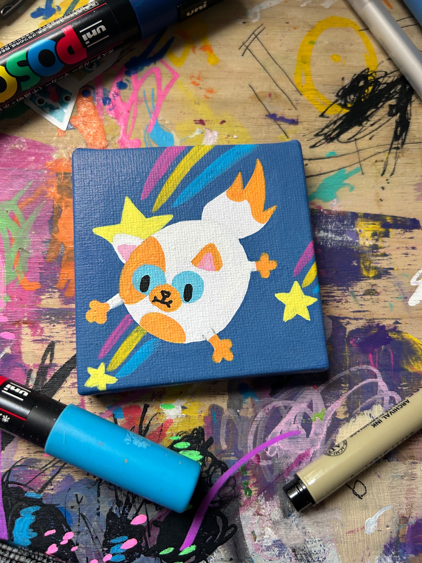 Cake in the Stars Painting - 3x3 Fan Art