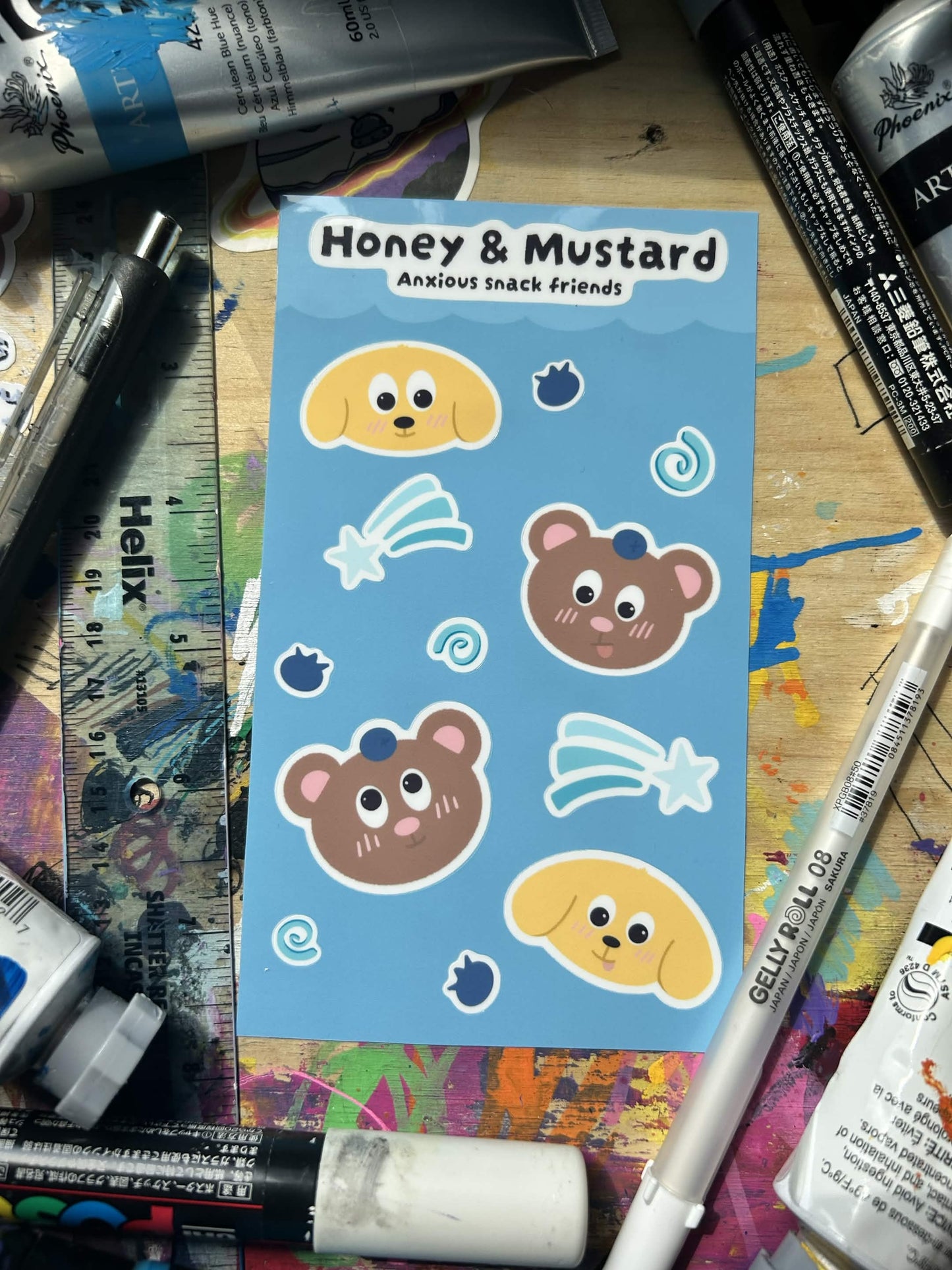 Honey & Mustard Anxious Snack Friends Sticker Sheet