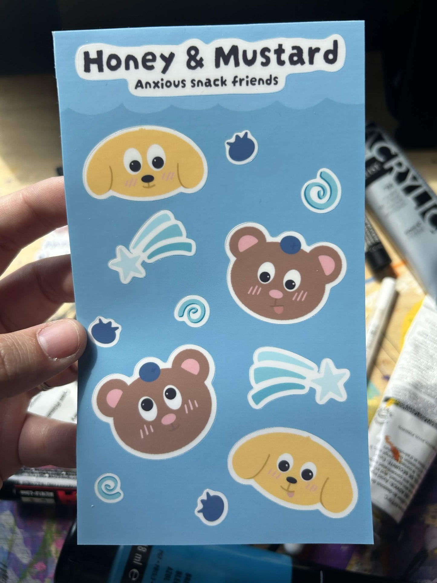 Honey & Mustard Anxious Snack Friends Sticker Sheet