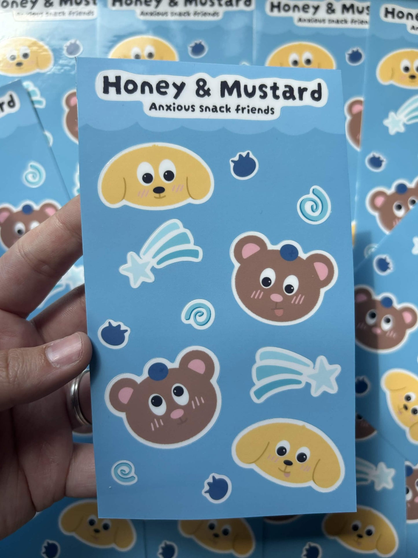 Honey & Mustard Anxious Snack Friends Sticker Sheet