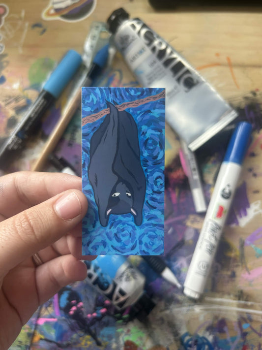 Hanging Bat Sticker – 3 Inch Blue Art