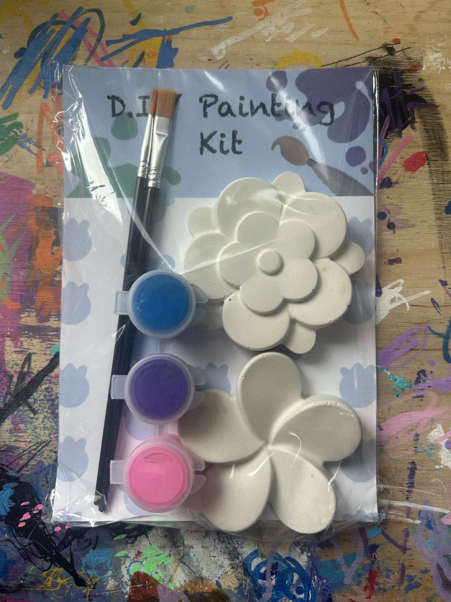 Flower Plaster Painting Kit – DIY Craft Kit for All Ages