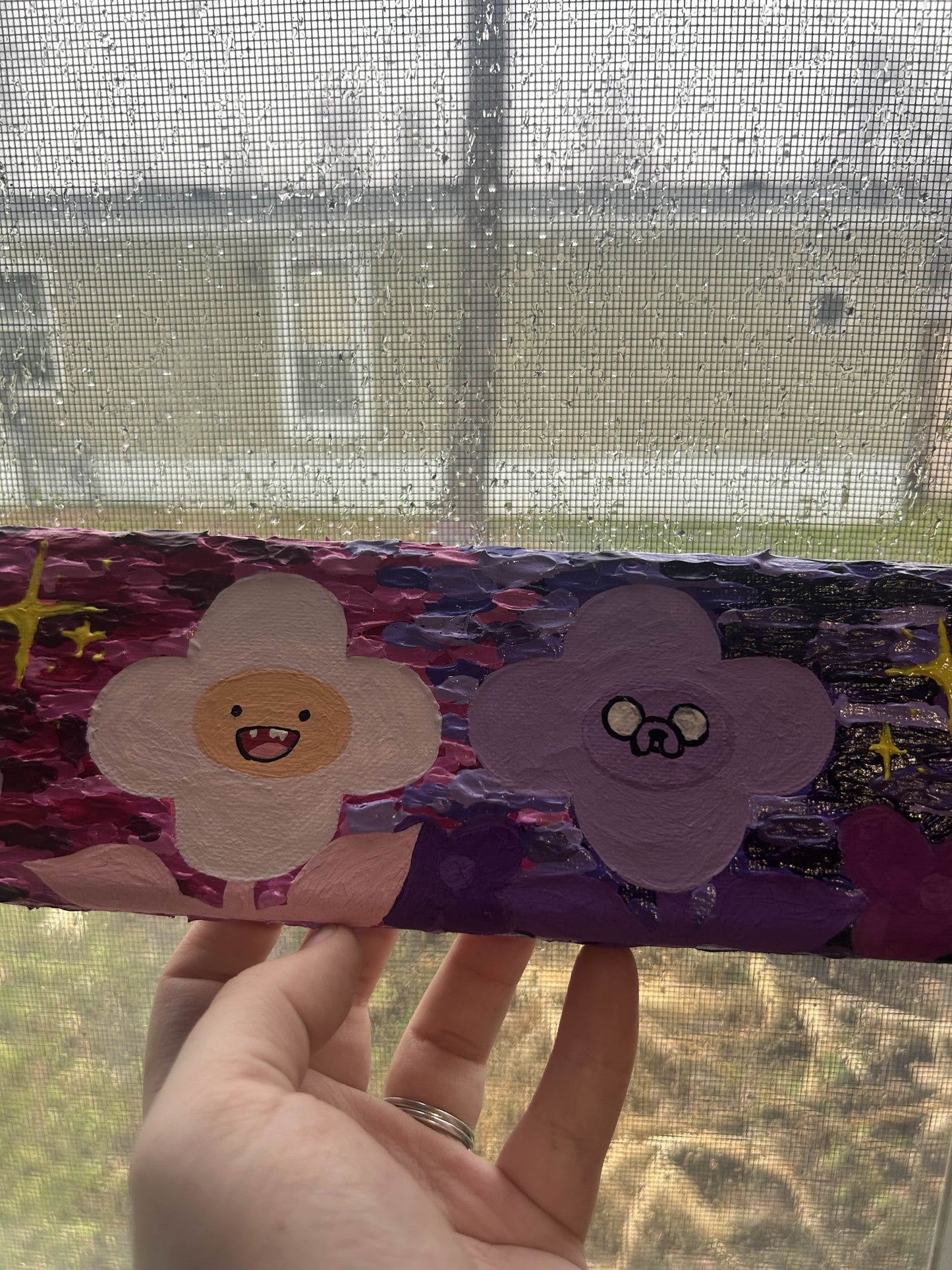 Finn & Jake Flower Painting - 3×9″