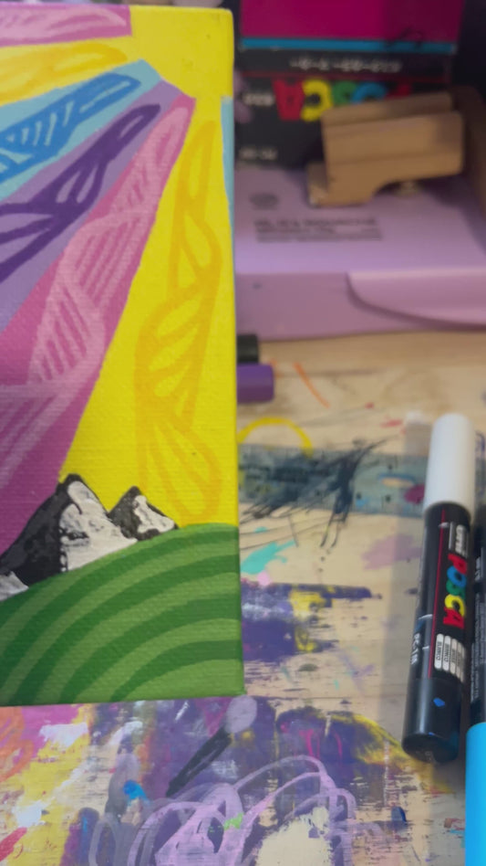 Pastel Mountains - 5x7 Textured Painting