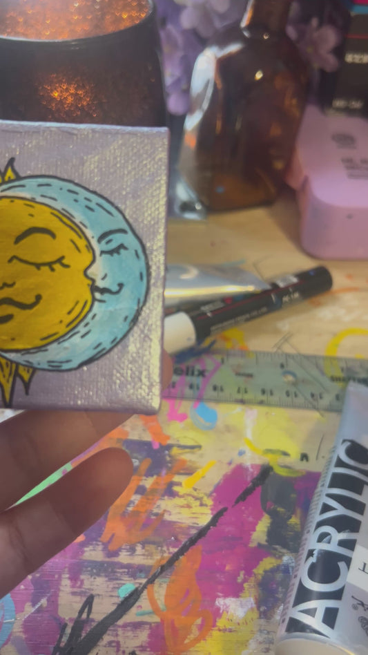 Sun & Moon - Holographic Mini Magnet Painting (3x3)
